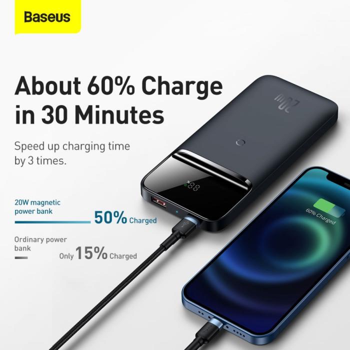 UTGATT1 - BASEUS Magnetic Magsafe Trådlös Powerbank 20W 10000 mAh - Blå