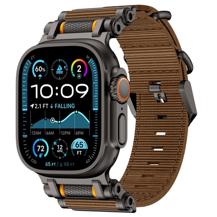 A-One Brand - Apple Watch 42/44/45/46/49mm Armband Nylon - Brun