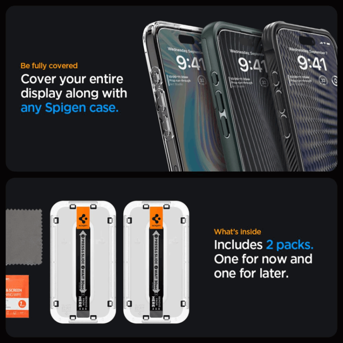 Spigen - [2-Pack] Spigen iPhone 15 Pro Max Härdat Glas Skärmskydd 'EZ' Fit