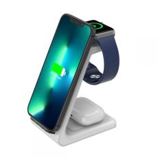 Tech-Protect - Tech-Protect 3-in-1 Tr&aring;dl&ouml;s Laddare iPhone, Apple Watch, Airpods - Vit