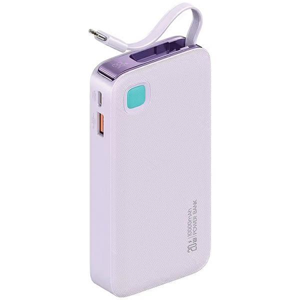 USAMS Powerbank 10000mAh 20W Med USB-C Kabel Retractable - Lila | 505295 | AlltMobil