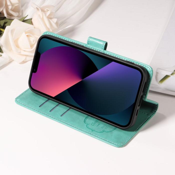 OEM - Samsung Galaxy S26 Plus Plånboksfodral Konstläder Blomtryck Ställ - Grön