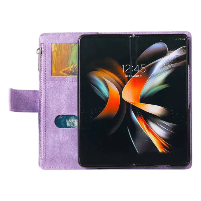 A-One Brand - Galaxy Z Fold 4 Plånboksfodral Rhombus Grid - Lila