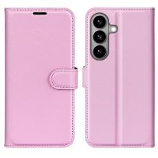 OEM - Litchi Samsung Galaxy S26 Pl&aring;nboksfodral Konstl&auml;der St&ouml;tskydd - Rosa