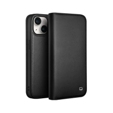 QIALINO - Qialino iPhone 15 Plånboksfodral Äkta läder - Svart