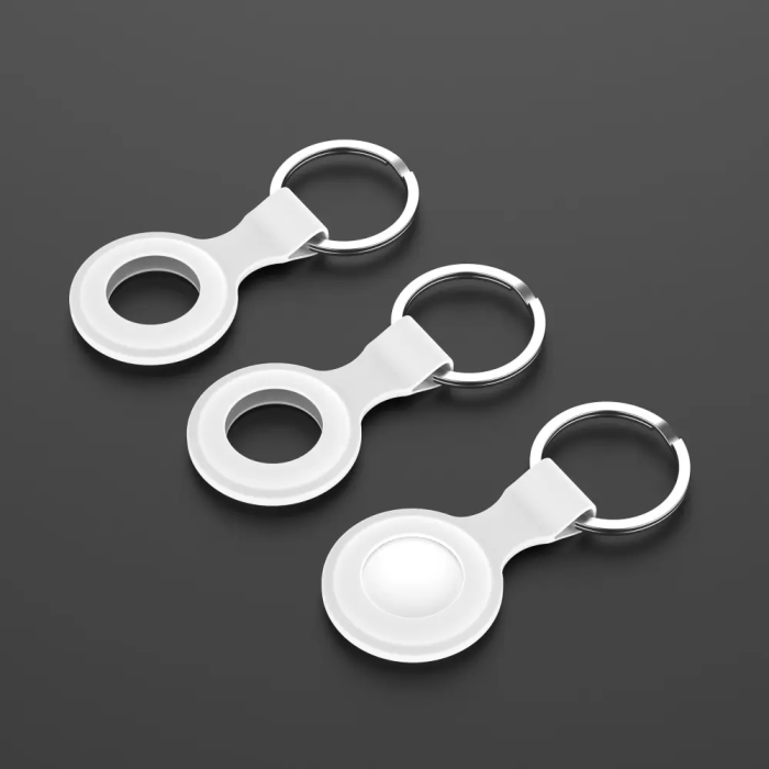 SiGN - SiGN Apple Airtag Nyckelring med Silikonskal - Vit
