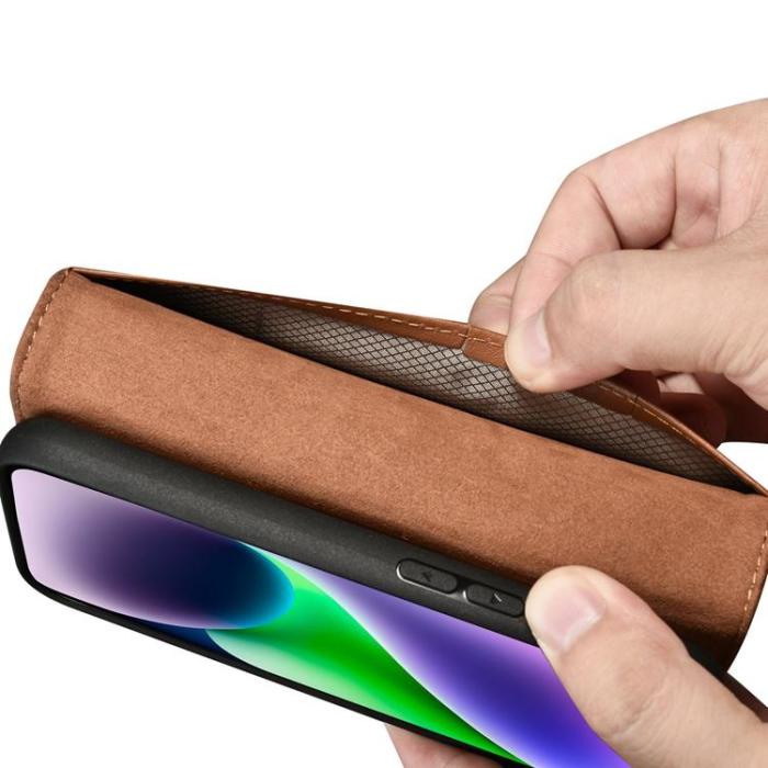 ICARER - iCarer iPhone 14 Plånboksfodral 2in1 Äkta Läder - Brun