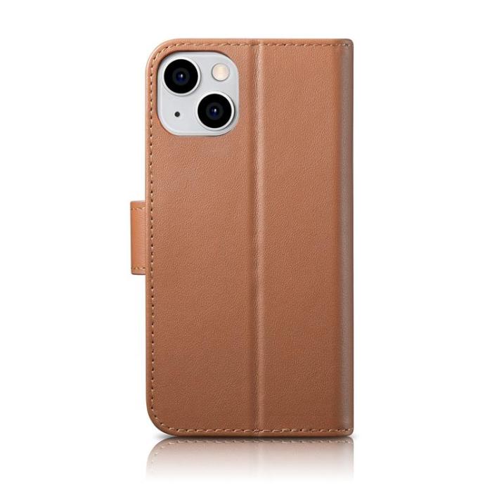 ICARER - iCarer iPhone 14 Plånboksfodral 2in1 Äkta Läder - Brun