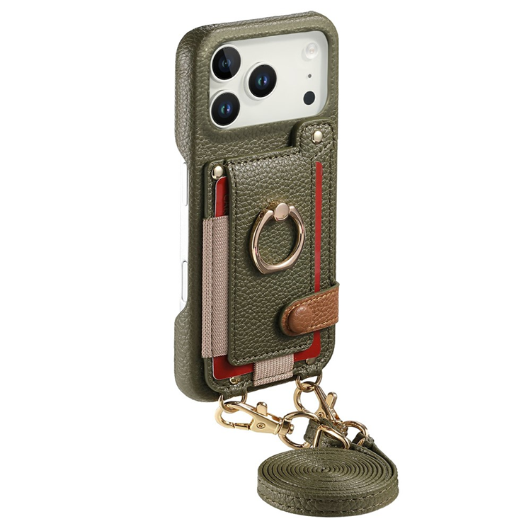 iPhone 17 Pro Max Mobilskal med Korthållare Ring Kickstand - Grön (Midnattsgrön) | 2353 | AlltMobil