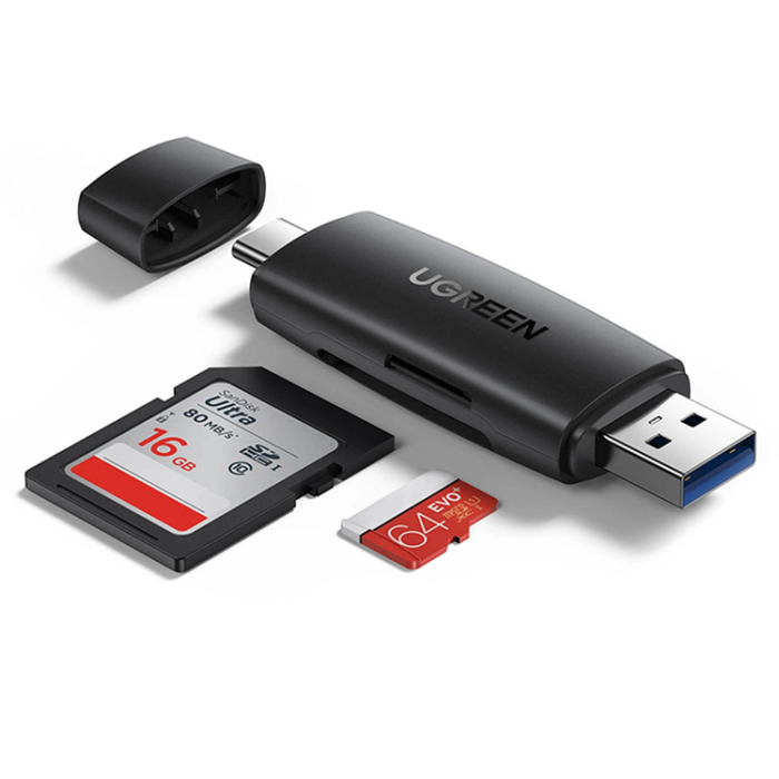 Ugreen - Ugreen USB-A Till USB-C Micro SD Card Reader - Svart