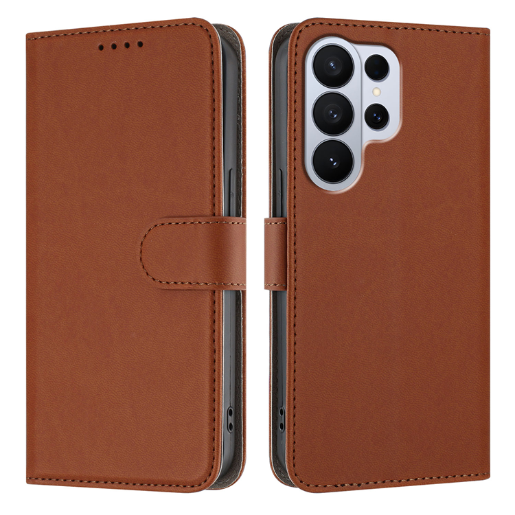Galaxy S26 Ultra Plånboksfodral Solid Color Läder - Kaffe | 2353 | AlltMobil