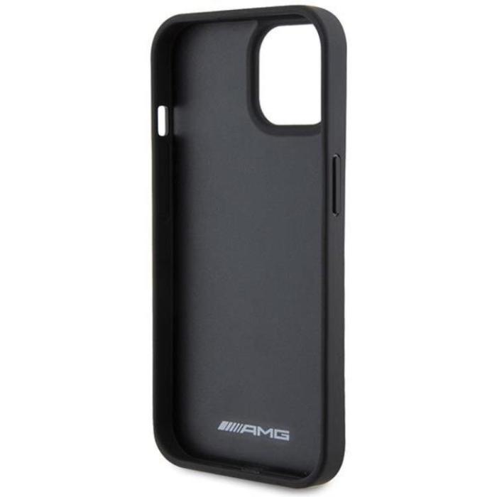 Mercedes - AMG iPhone 15 Mobilskal Läder Debossed Lines - Svart