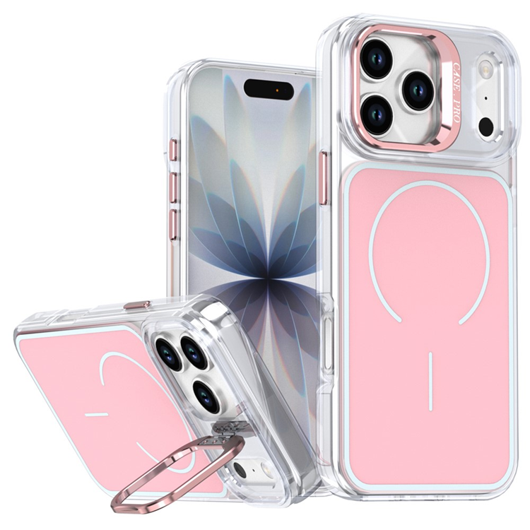 iPhone 17 Pro Max Mobilskal MagSafe Lens Kickstand TPU + PC - Rosa (Rosa) | 2353 | AlltMobil