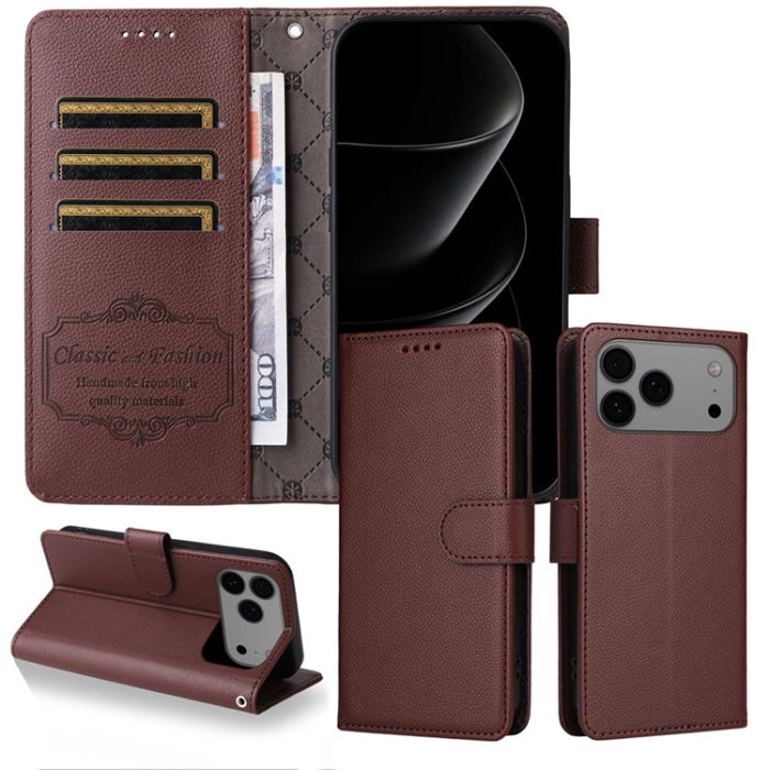 A-One Brand - iPhone 17 Pro Max Plånboksfodral RFID Blocking med Handledsrem