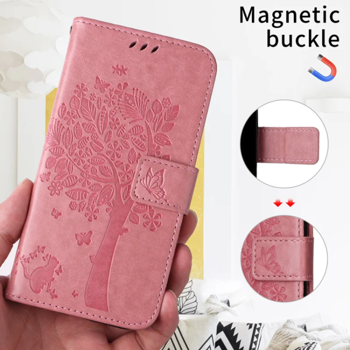 A-One Brand - iPhone 17 Plånboksfodral Tree Pattern - Rosa