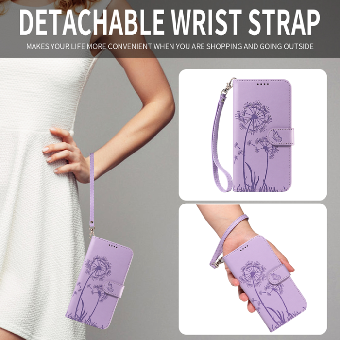 A-One Brand - Sony Xperia 10 VII Plånboksfodral Strap Dandelion Läder - Lila