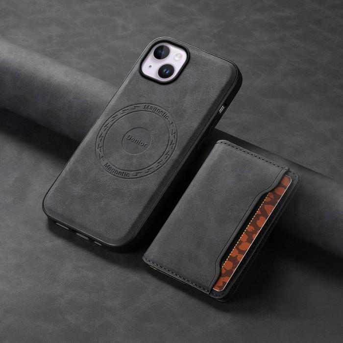 DENIOR - DENIOR D13 Mobilskal till iPhone 14 Plus i läder och TPU - Svart
