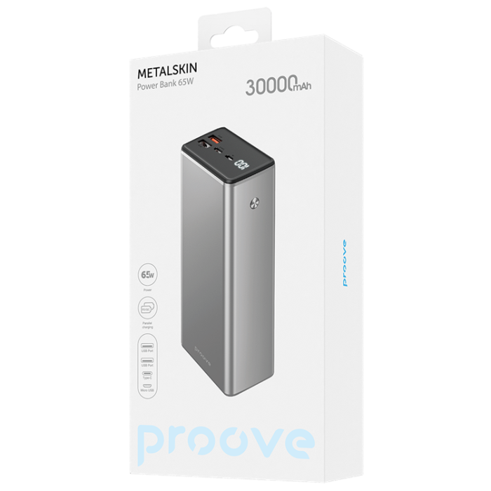 Proove - Proove Powerbank 30000mAh 65W MetalSkin - Grå