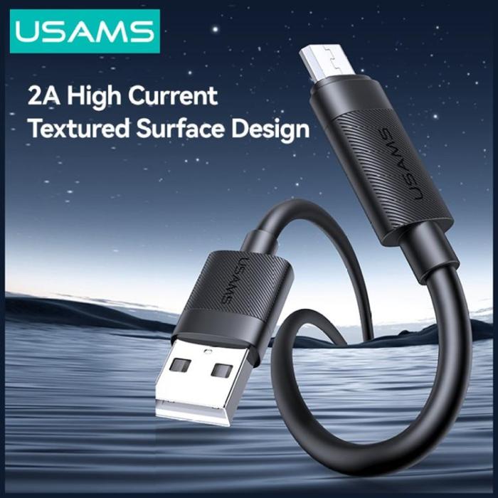 USAMS - USAMS Micro-USB till USB-A 18W Kabel 1m U94 - Svart