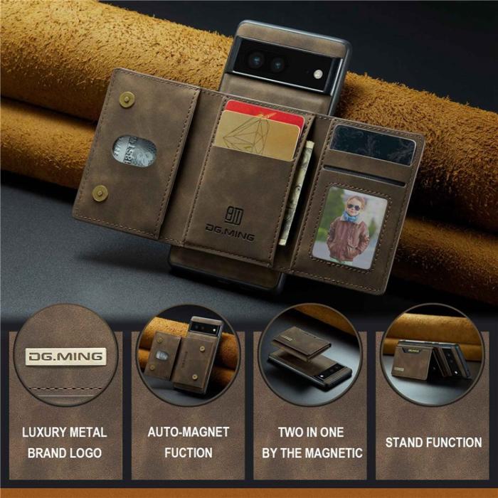 DG.MING - DG.MING Google Pixel 6a Plånboksfodral Detachable 2-in-1 M2 - Coffee
