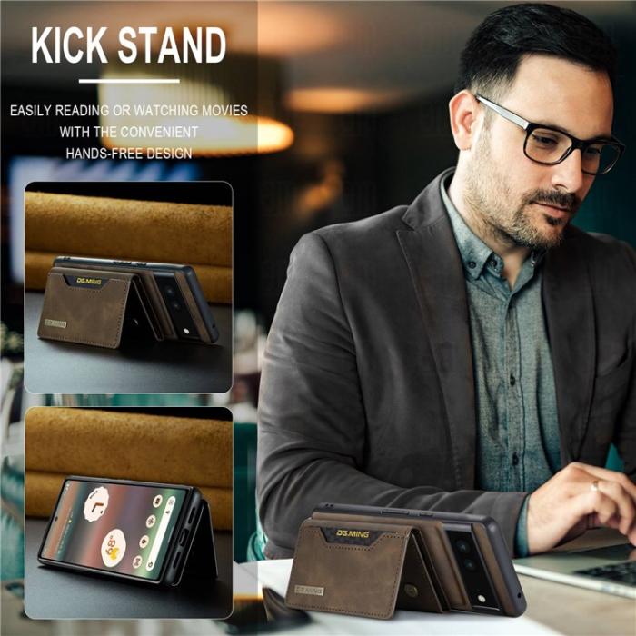 DG.MING - DG.MING Google Pixel 6a Plånboksfodral Detachable 2-in-1 M2 - Coffee