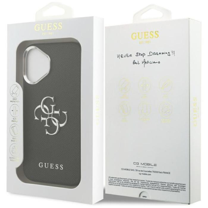 Guess - Guess iPhone 17 Mobilskal Grained Big 4G Classic Logo - Svart