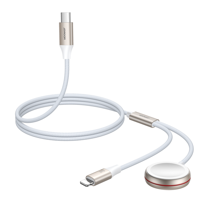 Joyroom - Joyroom 2in1 Lightning Kabel Och Inductive Laddare 1.5m - Vit