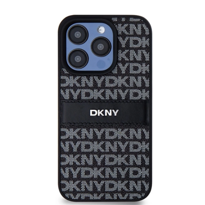 DKNY - DKNY iPhone 15 Pro Mobilskal Läder Mono Stripe & Metal Logo