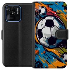 iSecrets - Pl&aring;nboksfodral till Xiaomi Redmi 10C med Fotbollar