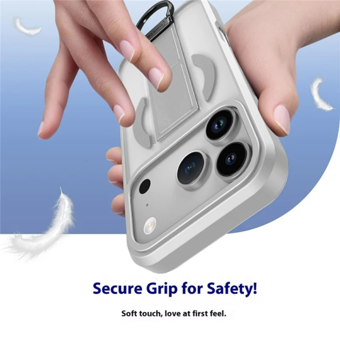 A-One Brand - iPhone 17 Pro Mobilskal Magsafe Metal D-Ring Kickstand - Grå