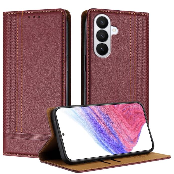 OEM - Mobilfodral för Samsung Galaxy S26 Plus Konstläder Ställ - Vinröd