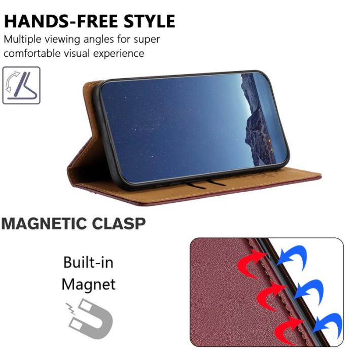 OEM - Mobilfodral för Samsung Galaxy S26 Plus Konstläder Ställ - Vinröd