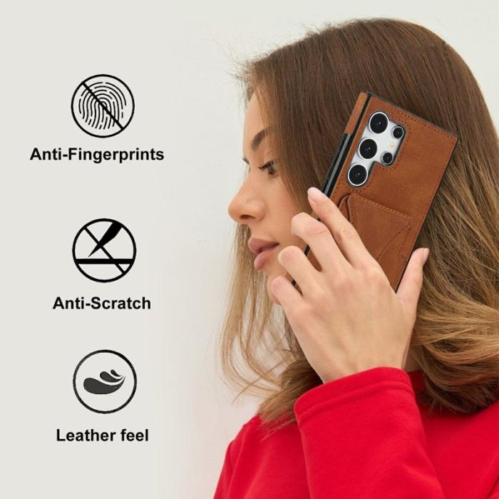 OEM - Mobilfodral för Samsung Galaxy S26 Ultra Konstläder + TPU - Brun
