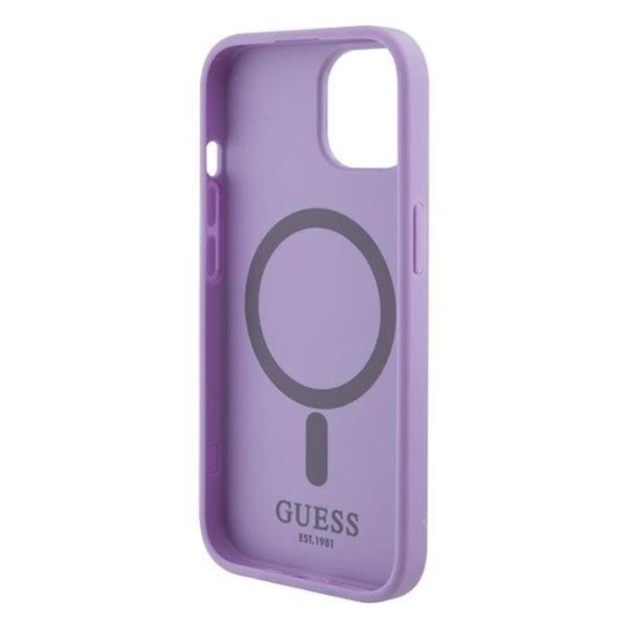 Guess - Guess iPhone 15 Plus Mobilskal Magsafe Saffiano - Lila