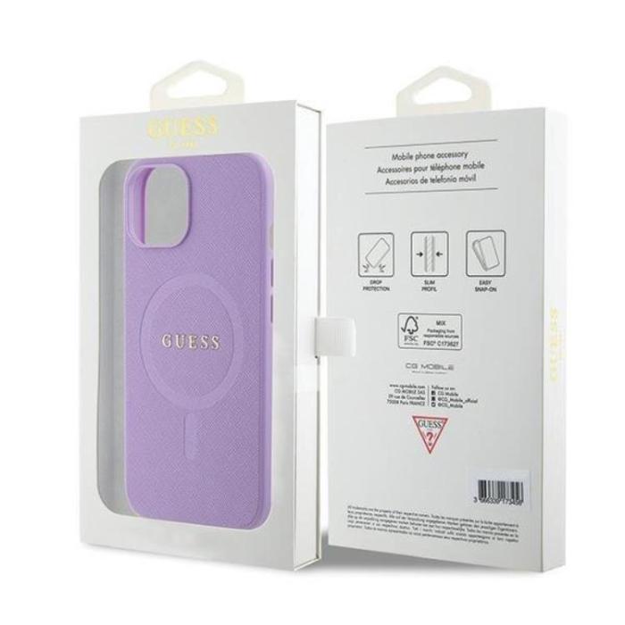 Guess - Guess iPhone 15 Plus Mobilskal Magsafe Saffiano - Lila