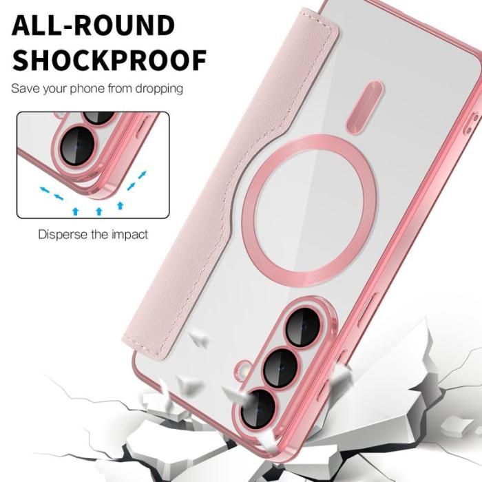OEM - Mobilskal för Samsung Galaxy S26 Magnetiskt RFID Kortfack - Rosa