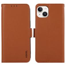 ABEEL - ABEEL iPhone 13 Pl&aring;nboksfodral RFID-Skydd Konstl&auml;der - Brun