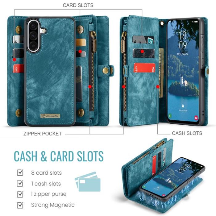 Caseme - CASEME 008 Mobilskal till Samsung Galaxy A56 5G Konstläder Blå