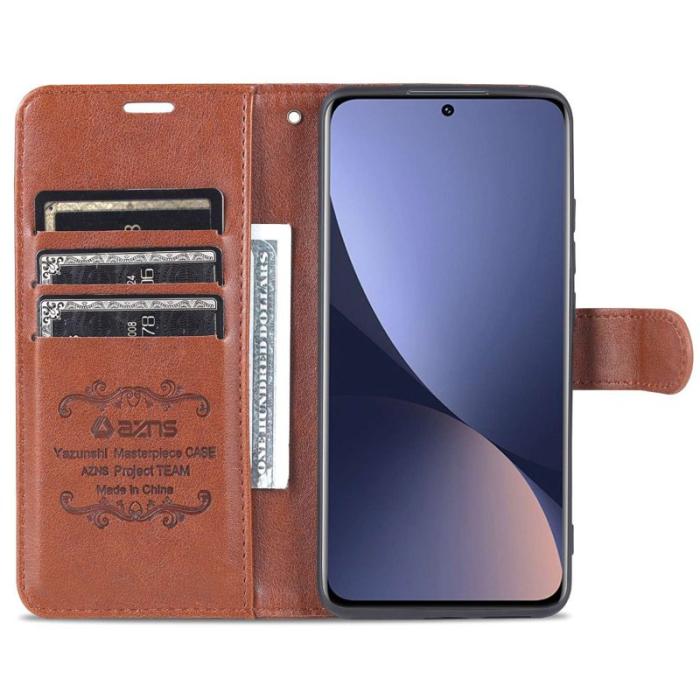 AZNS - AZNS Xiaomi 12 Lite Plånboksfodral Konstläder - Brun