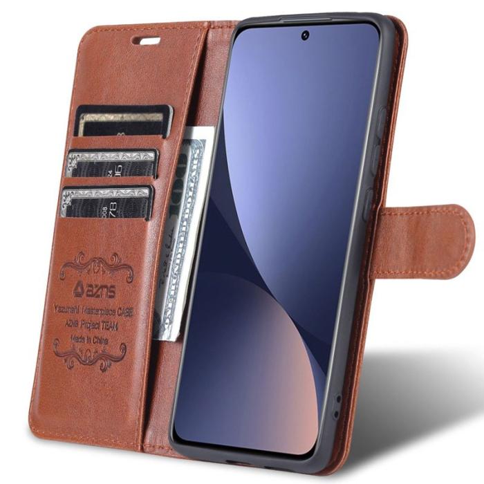 AZNS - AZNS Xiaomi 12 Lite Plånboksfodral Konstläder - Brun