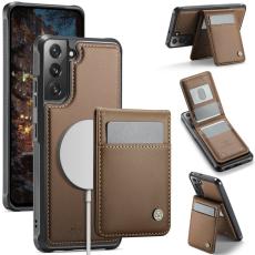 JEEHOOD - JEEHOOD J06 Konstl&auml;der fodral till Samsung Galaxy S22 5G - Brun