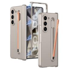 GKK - GKK Samsung Galaxy Z Fold6 Fodral Magnetisk Hinge Skydd - Gr&aring;/Rosa