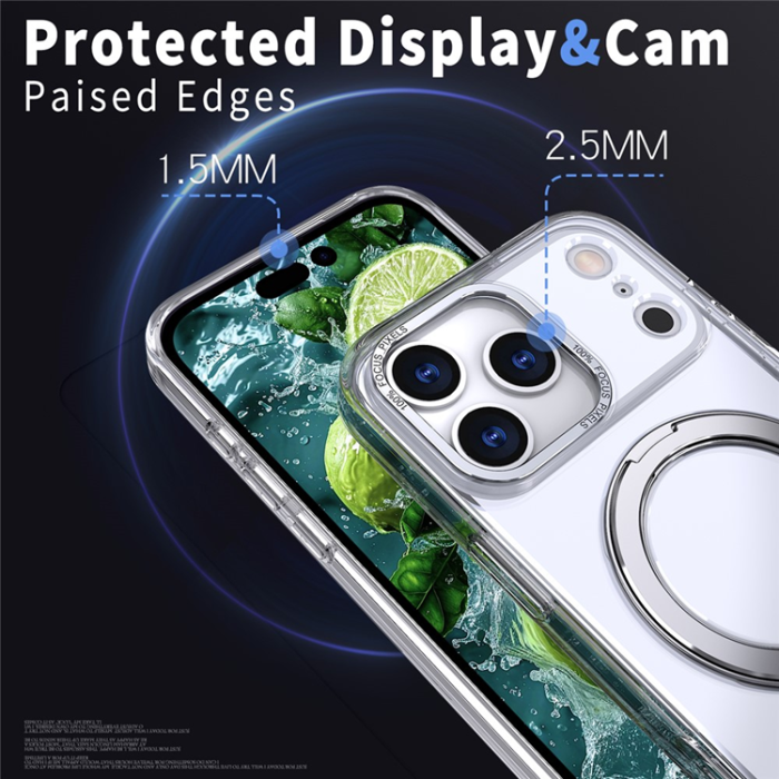 A-One Brand - iPhone 17 Pro Mobilskal Ring Kickstand TPU PC - Transparent