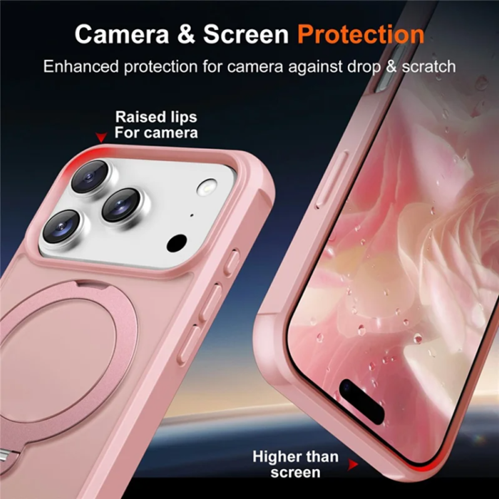 A-One Brand - iPhone 17 Pro Mobilskal MagSafe Kickstand TPU + PC - Rosa
