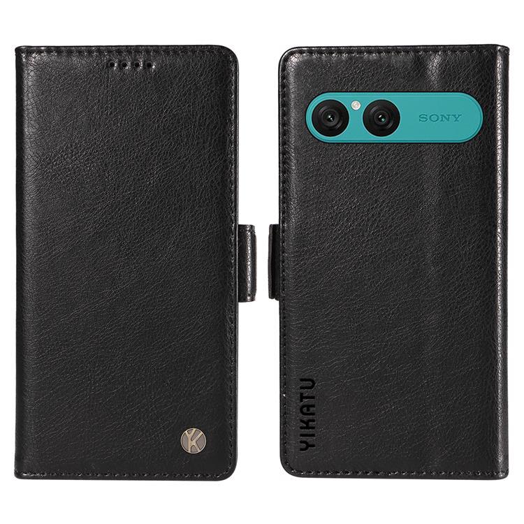 YIKATU Sony Xperia 10 VII Plånboksfodral Litchi Texture - Svart | 2353 | AlltMobil