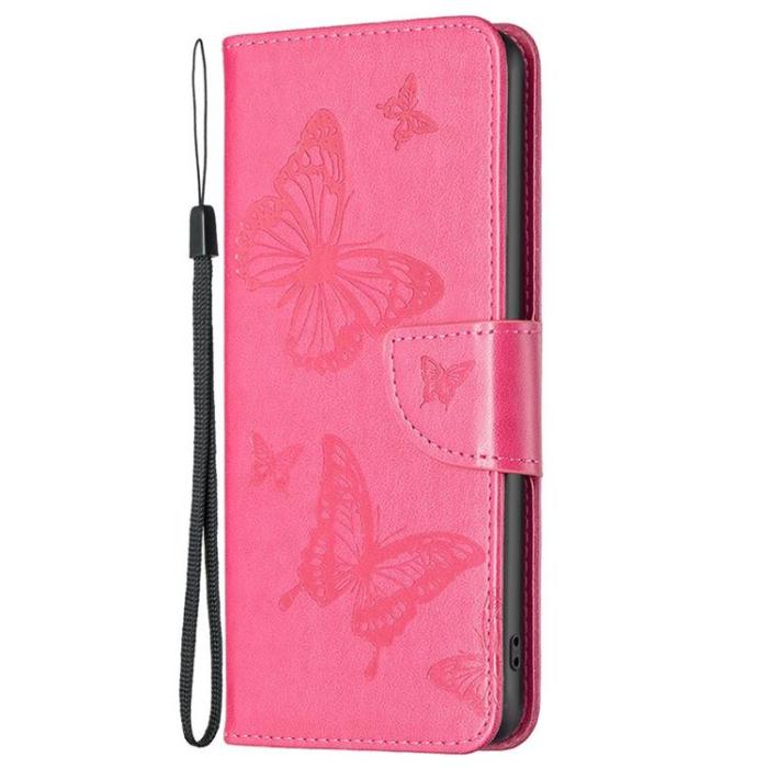 OEM - iPhone 14 Plus Plånboksfodral Butterfly Imprinted - Magenta