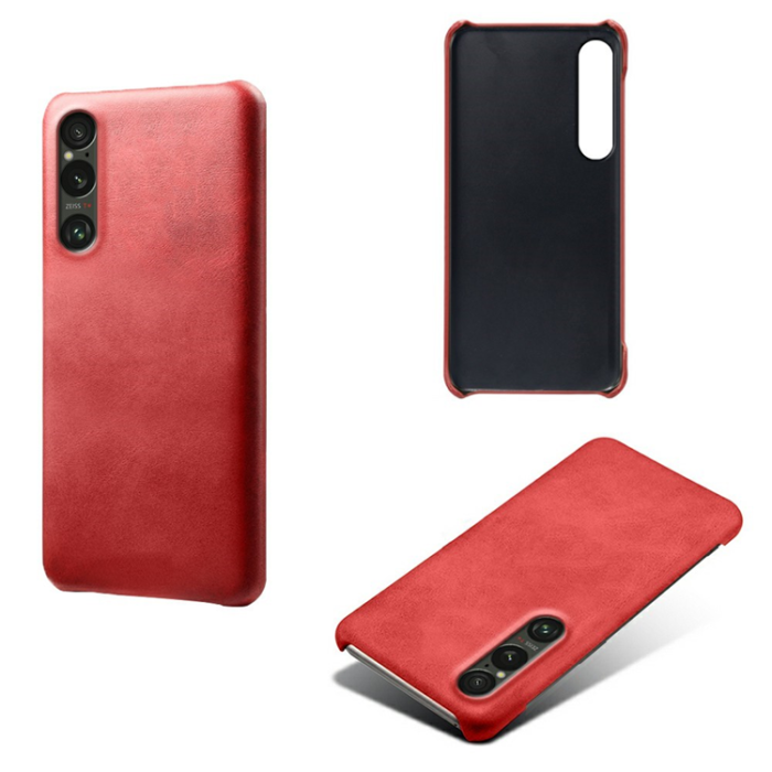 A-One Brand - Sony Xperia 1 VII Mobilskal Calfskin Texture PU-Läder - Röd