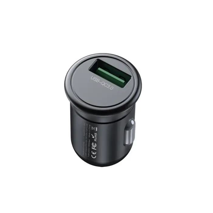 XO - XO Billaddare 1x USB QC 3.0 18W + Lightning Kabel CC46 - Grå