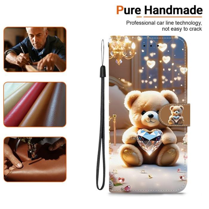 OEM - Samsung Galaxy S26 / S26 Pro Fodral Äkta Läder Ställ - Diamond Bear