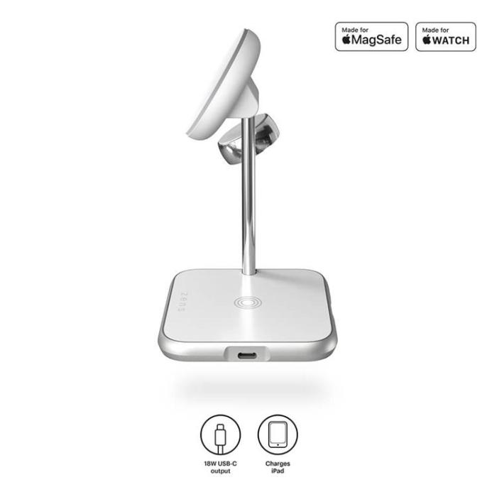 UTGATT - Zens 4in1 Magsafe Trådlös Laddare iPhone, Apple Watch, Airpods - Vit